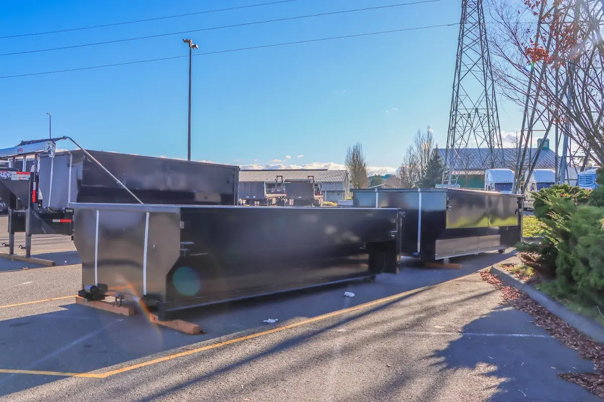 Roll-off dumpster ready for waste disposal at job site for Estate Cleanout Dumpster Rental in Delray Beach